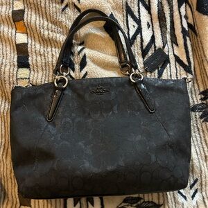 Coach black lurex metallic signature C Kelsey mini tote bag